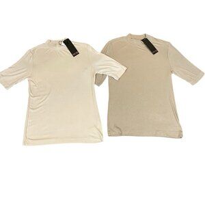 Bundle of 2: Truth By Republic Crew/Mock Neck Short Sleeve Tops M Beige #183K